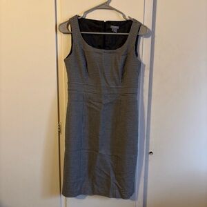 Ann Taylor Black and White Checkered Midi Dress